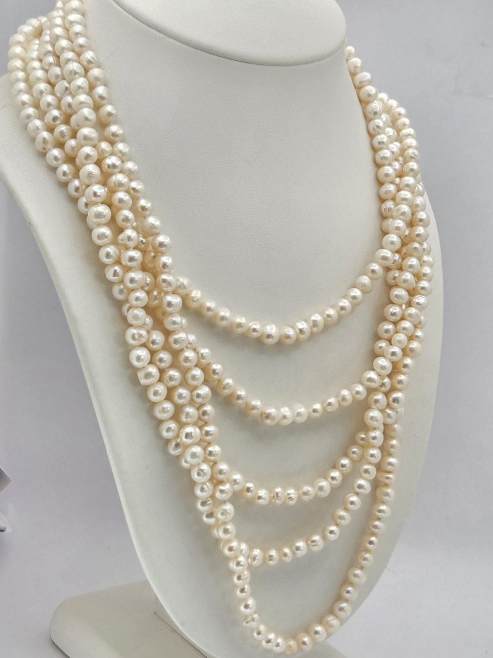 32" Genuine Freshwater Pearl Multi Strand Layered Statement Necklace Silver Clas